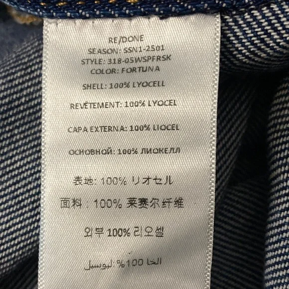 Re/Done  Split Front Denim Jean Mini Skirt in Fortuna Wash Womens size 26 - Picture 10 of 12